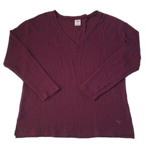 PINK Victorias Secret Women’s Oversized Waffle Knit Lounge Top Purple Medium